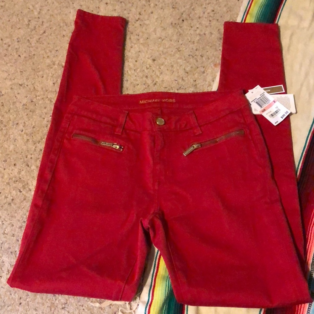 brand new michael kors red jeans